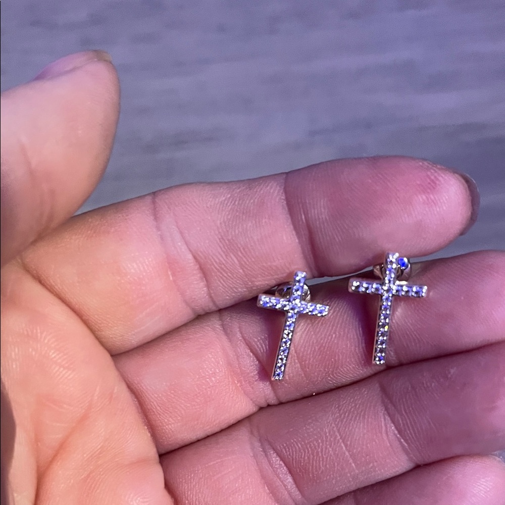 Elegant Silver Cross Earrings